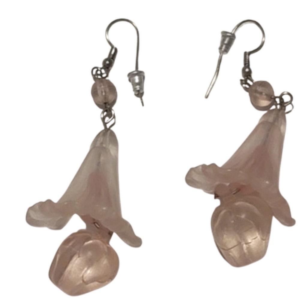 Floral Hanging Earrings Pink Cottagecore Floral